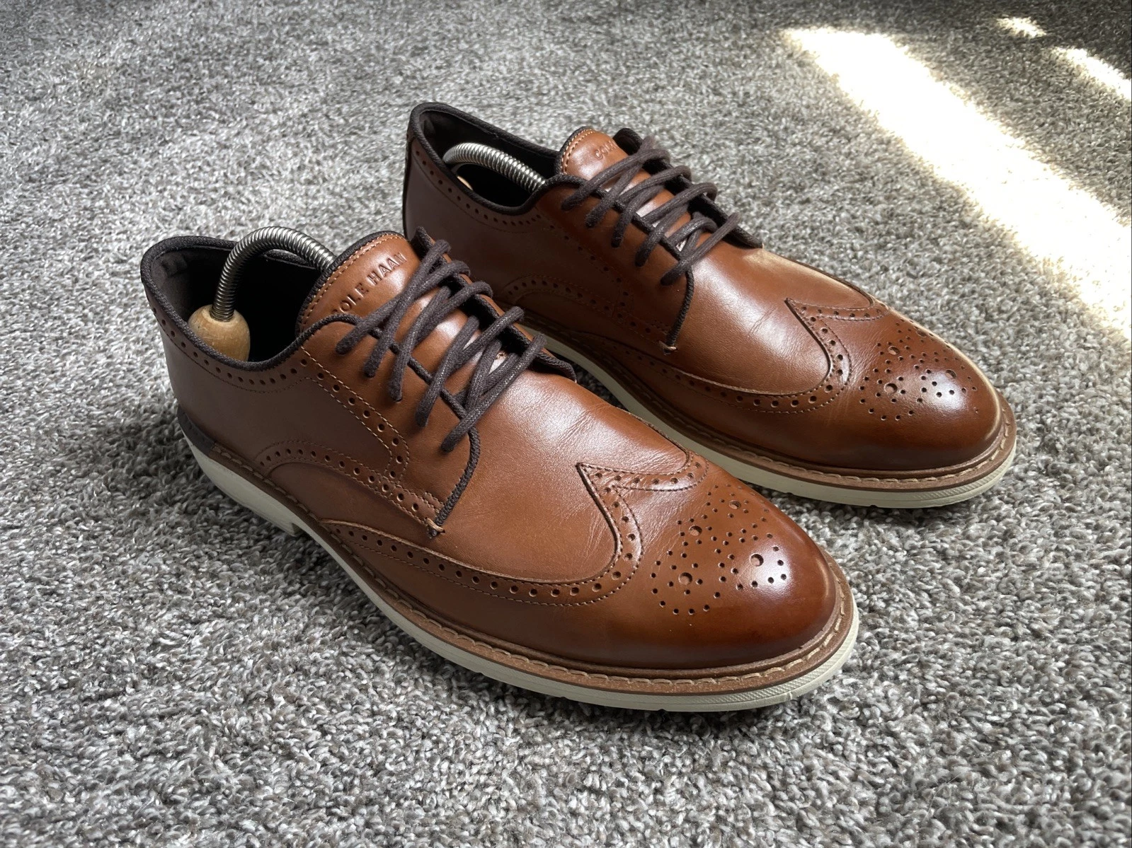 Cole Haan Original Grand Shoes Men’s 10M Brown Wingtip Oxfords Leather