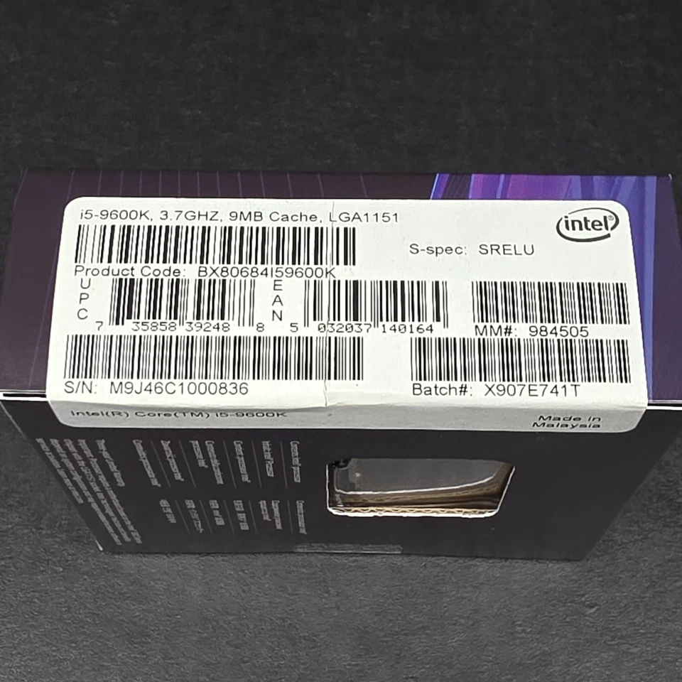Intel Core i5 9600K Unlocked Processor LGA1151, 3.7GHZ, 9MB Cache, 9th Gen, BNIB - Image 3 of 4