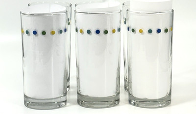 Corning Corelle Dots 16 Oz Coolers Tumblers Set of 6 Blue Green Gold 6'' Glasses