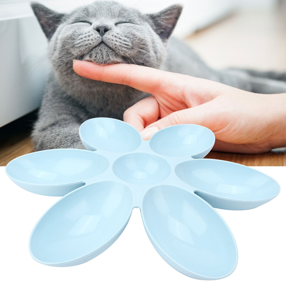 (blue)April Gift Pet Petal Food PP Durable Food Feeder Pet Petal Water Feeding