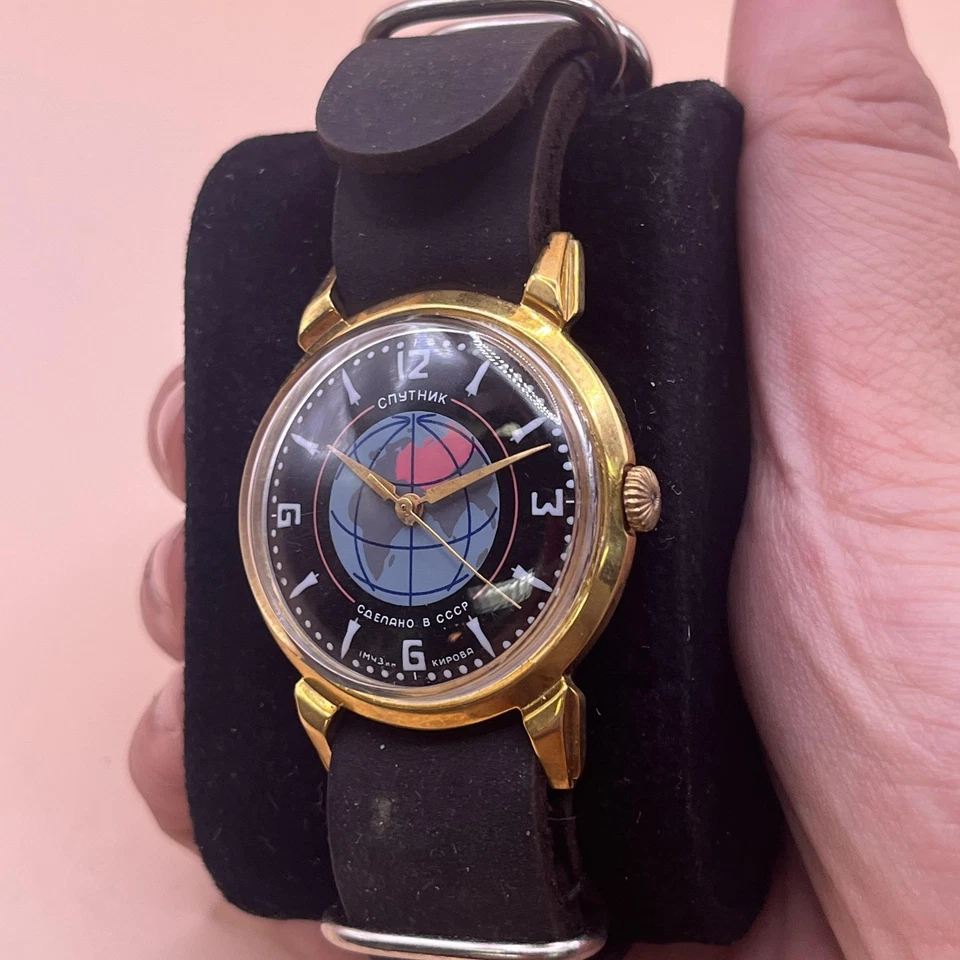 Reloj Sputnik soviético vintage para hombre mecánico cuerda manual esfera negra 1MChZ URSS Foto 3 de 4