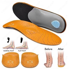 Orthopedic Leather Insoles for Flat Feet High Arch Support Shoe Inserts for Men