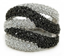 6CT Treated Black Sapphire  White Topaz 925 Sterling Silver Ring Sz 6,7,8 ZB6