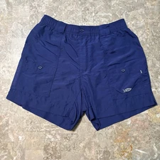 AFTCO Fishing Shorts Mens 36 Blue Cargo Nylon Bluewater 6” Inseam Nautical
