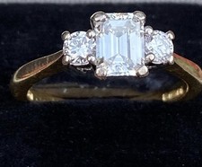 Boodle & Dunthorne 18ct Yellow Gold/platinum Emerald Cut 3 Diamond Ring Size K