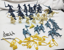 Vintage 54mm & 60mm Cavalry Marx Playset Figures w/ Cream Indians & Accessories