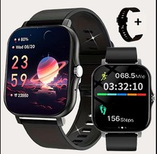 Black Silicone Smart Watch Touch Screen Fitness Tracker with Extra Band