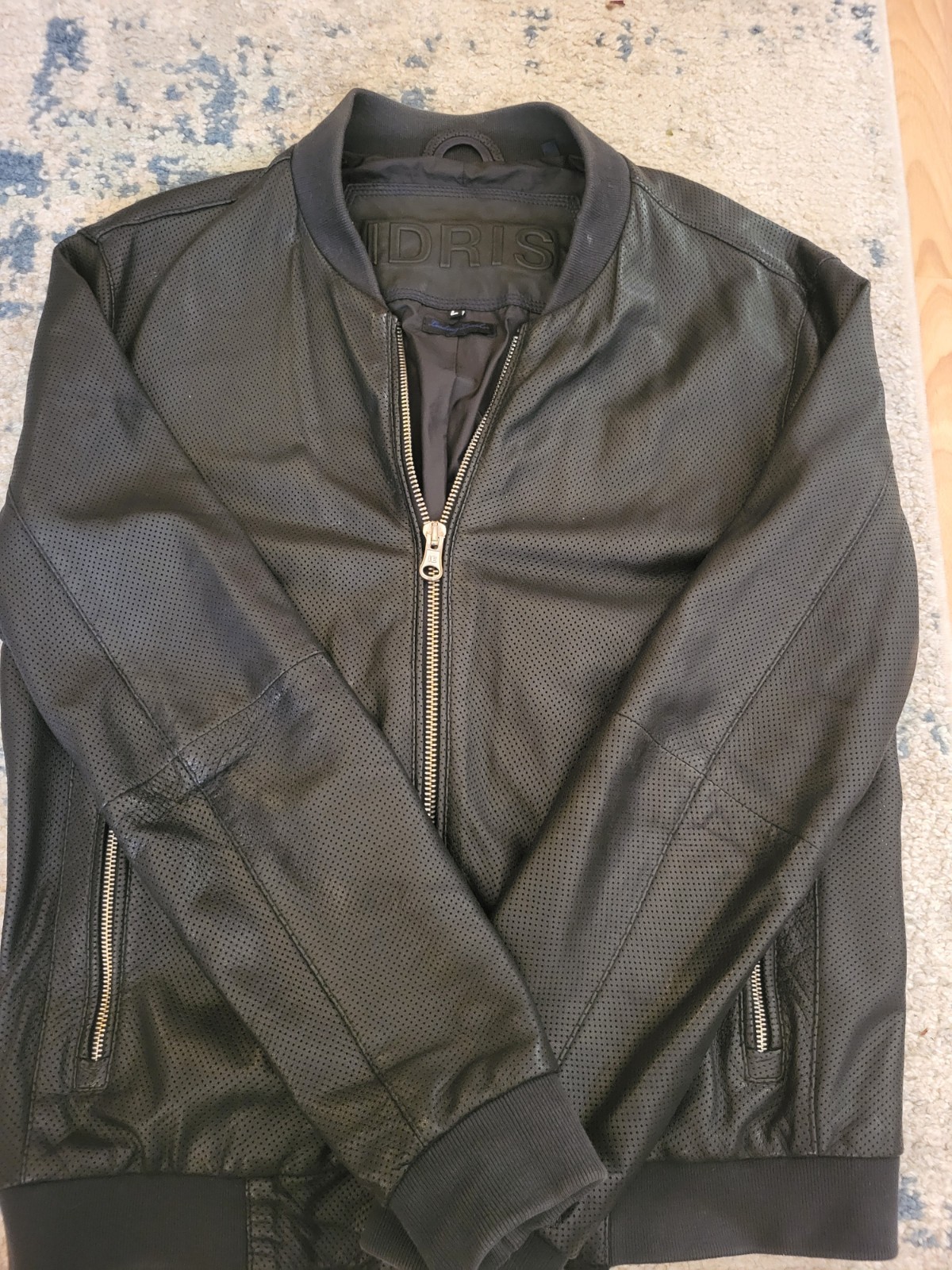 Mens idris elba leather bomber jacket  (large) image 3
