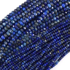 Natural Faceted Blue Lapis Lazuli Rondelle Beads 15.5" Strand 3mm 4mm
