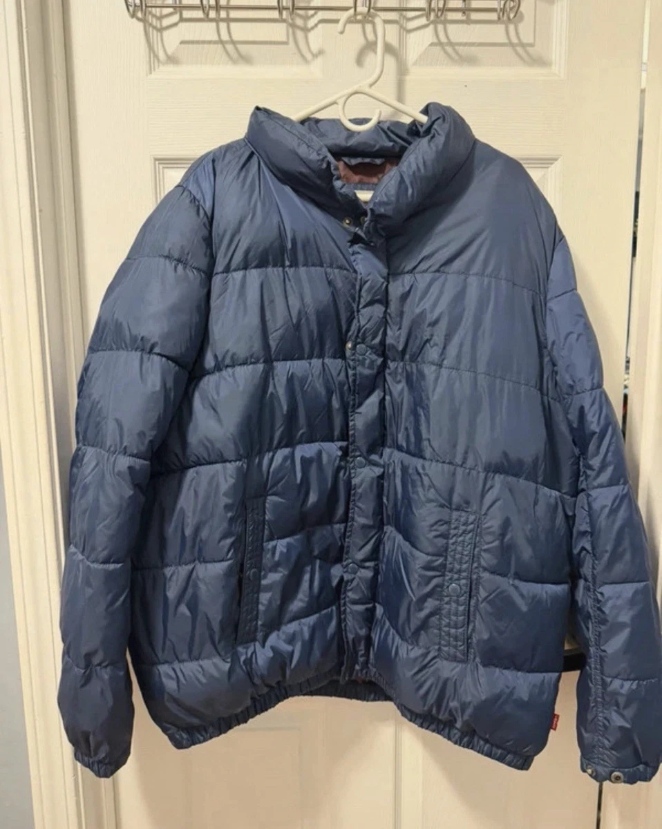 Levi's Men's Blue Puffer Jacket Full Zip Stand-Up Collar Nylon XXL