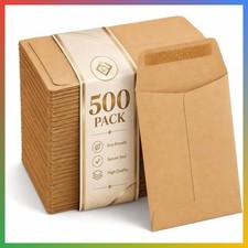 500 Mini Coin Envelopes 2.25x3.5 Kraft Paper Gummed Flap Small Item Storage