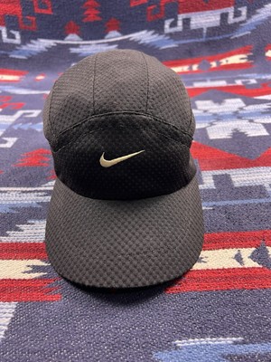 Vtg Nike Hat 7 Panel Black Tailwind Running Mesh Single Swoosh 90s Y2K Eminem