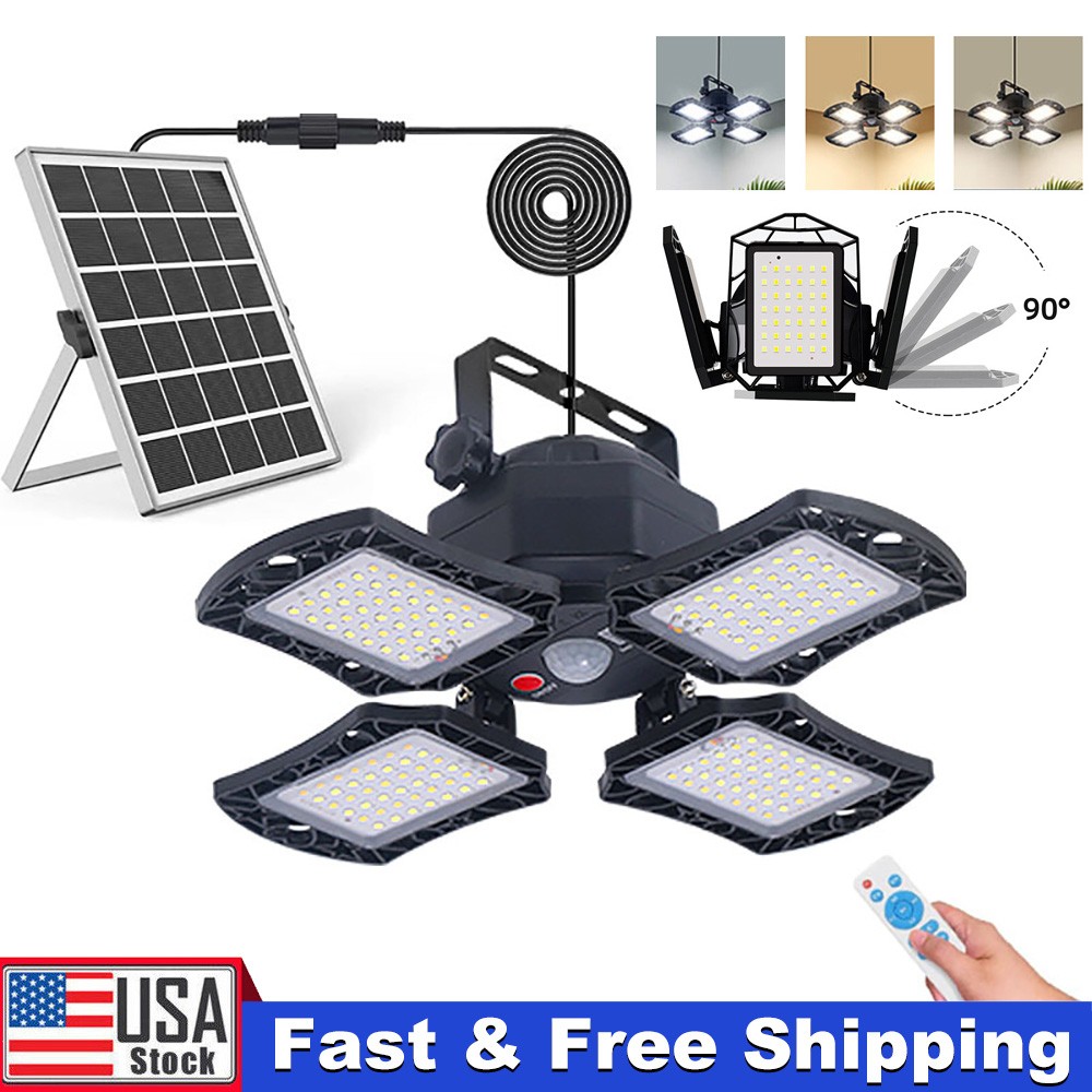 168LED Solar Pendant Light Outdoor Indoor Solar Powered Motion Sensor Shed Light