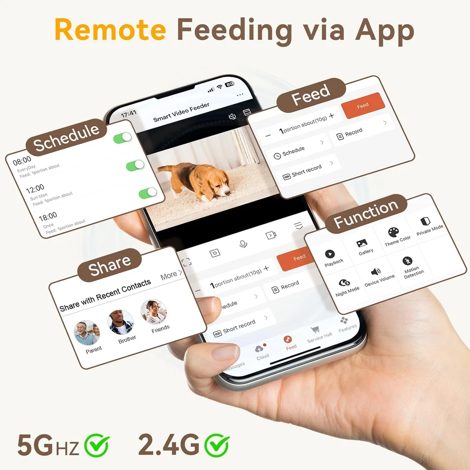 Alimentador automático para perros con cámara: 8L/33 tazas 5G Wifi dispensador de alimentos programado para mí Foto 4 de 4