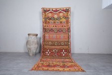 Moroccan Vintage Rug - 4.1 x 11.8 ft | Handwoven Bohemian Carpet