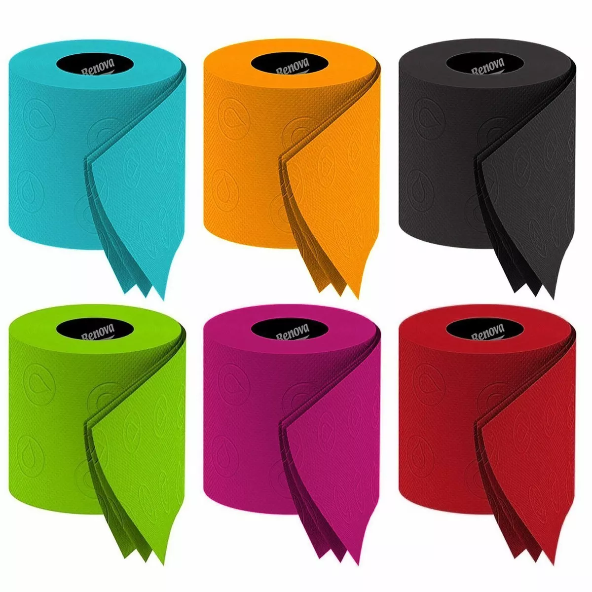 Renova 3 Ply Soft Colour Toilet Loo Bathroom Tissue Paper Rolls 6
