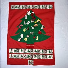 Vintage Handmade Christmas Advent Calendar Felt Tree Pockets Read