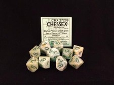 Chessex Dice Sets Marble Green Multi-Color Swirl / Dark Green Pips Ten CHX 27209