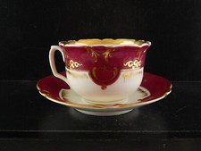 ANTICA RARA TAZZA PIATTINO PORCELLANA PARIGI PRIMO 800 BIANCO PORPORA ORO #7214