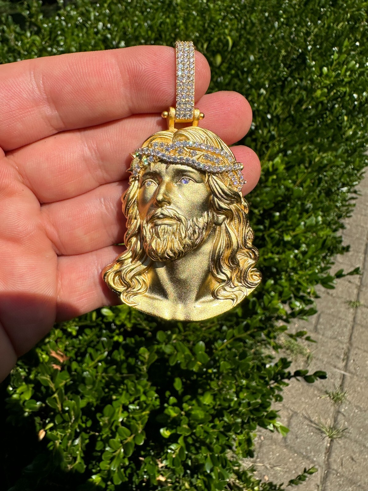 Solid 925 Silver 14k Gold Vermeil MOISSANITE Jesus Piece Iced Pendant ...