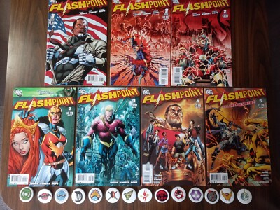 Flashpoint (2011) Variant Set (1, 2, 3, 4, 5)  and 1 & 2 (2nd Prints) plus Pins