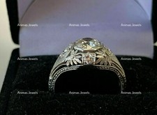 2 CT Round Cut Moissanite Vintage  Art Deco Wedding Ring 925 Sterling Silver