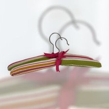 Vintage Clothes Hangers Padded Fabric Stripped Lot of 2