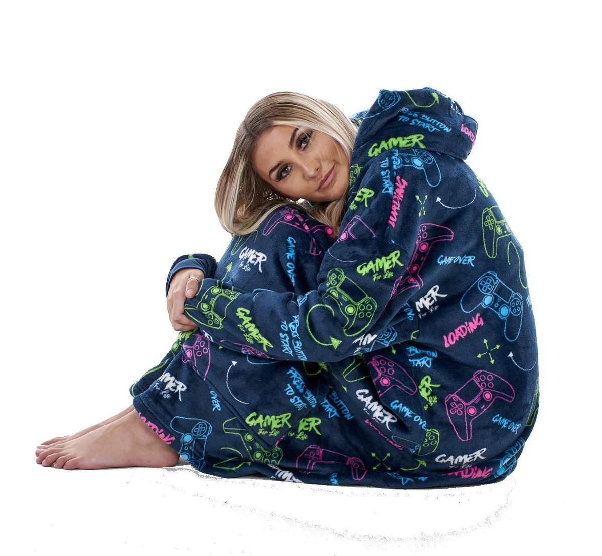 Gamer Supersoft Oversized Fleece Sherpa Hoodie Lounger Hoody Gaming Blanket