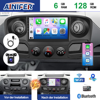 6+128G Android13 Autoradio GPS für Renault Master III Opel Movano B Nissan NV400