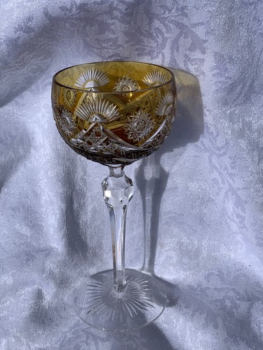 ST LOUIS ? CRYSTAL STEMMED HOCK GLASS WITH KNOB 7 & 1/4 INCH - FRANCE - Picture 11 of 24