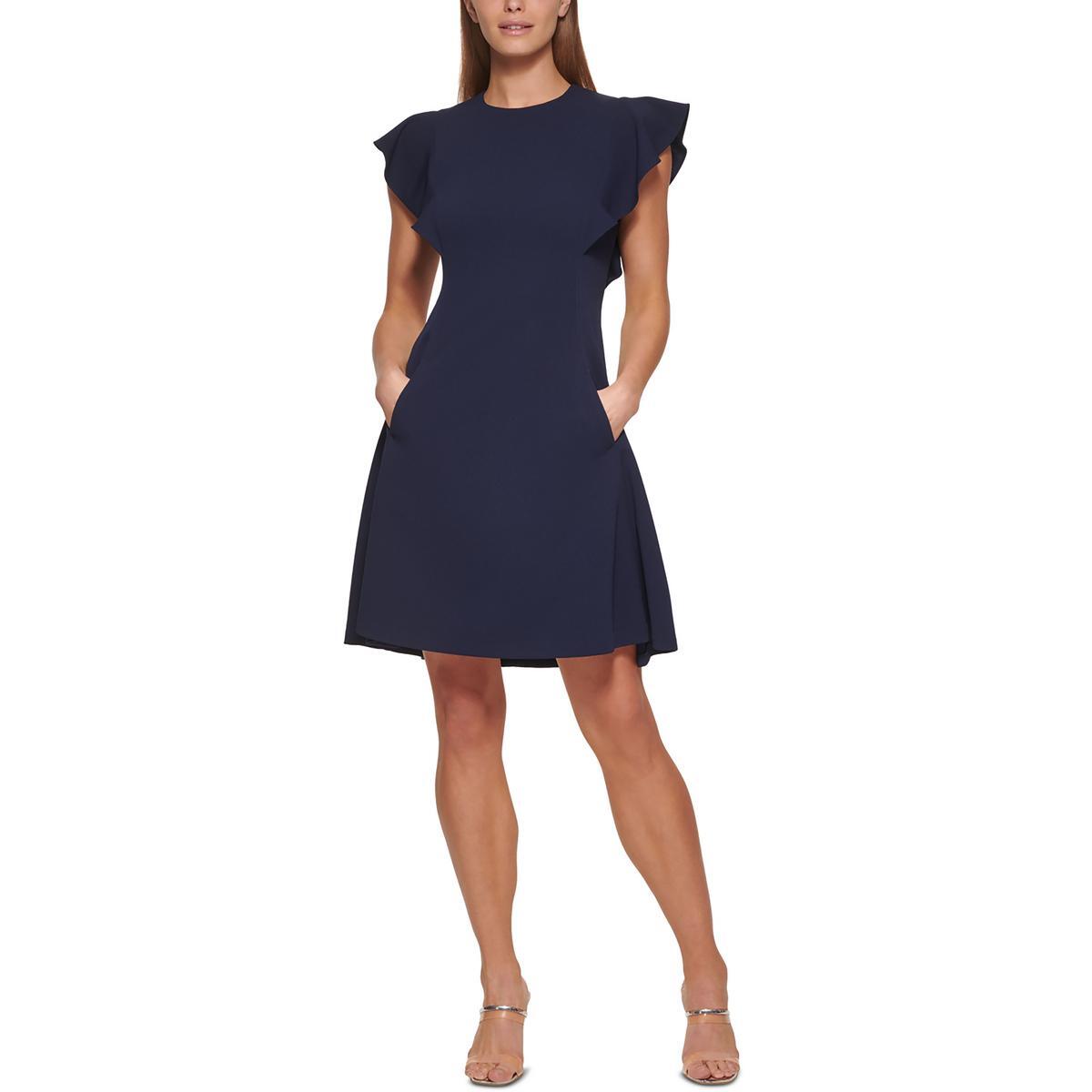 DKNY Womens 119 Navy Seamed Cocktail And Party Dress Petites 4P BHFO 5633