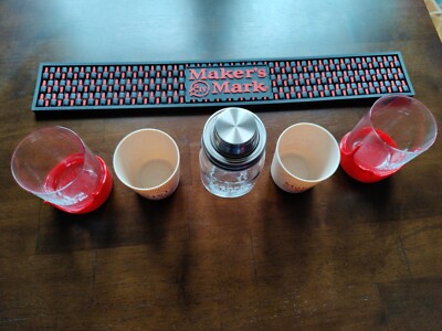 Makers Mark Glasses Bar Set Mason Jar Shaker Cups Bar Runner