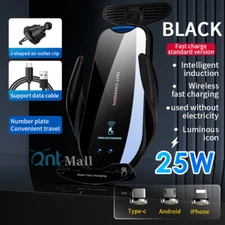 25W Wireless Car Charger Holder with Air Vent Clip Windshield Dashboard Suction