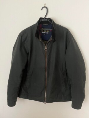 Barbour Harrington Oiled Jacket Coat sage green cotton size L