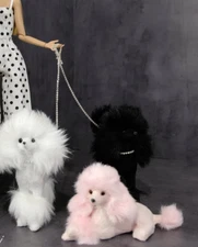 Miniature dog pet for Fashion Royalty Poppy Parker 1:6 fur poodle dog handmade