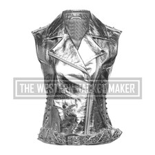 Silver Waistcoat For Women, Leather Biker Vests Womens, Get 20% & Free Shipping