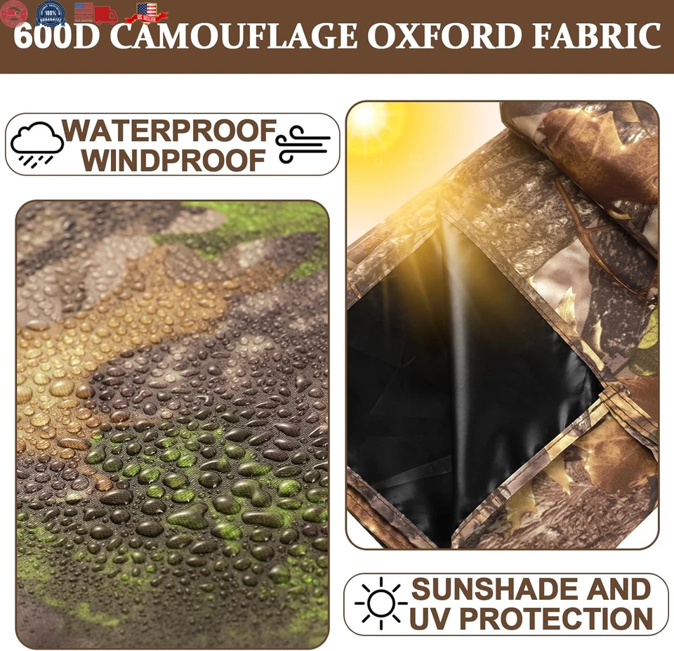 142"X35.5" Hunting Blinds, Deer Hunting Tree Stand Blind Cover, Universal Camo T - Image 4 of 4