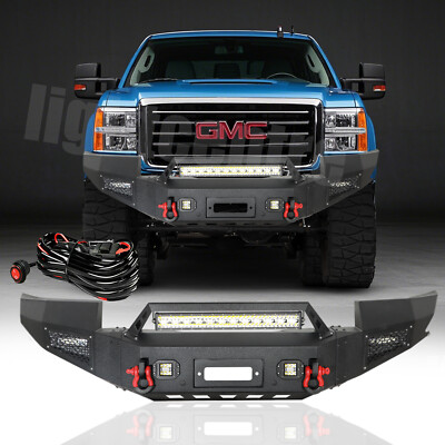 Front Bumper For 2011 2012 2013 2014 GMC Sierra 2500/3500HD w/ LED lights