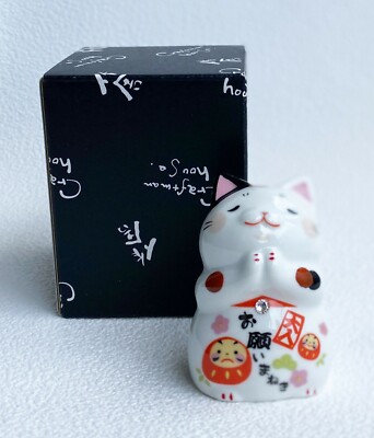 Maneki Neko Japanisch Lucky Cat Glücklich Glücks Wunsch Fuku Swarovski Aus Japan