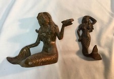 Mermaid Statue Figurine Cast Iron Lot of 2 Mermaids