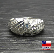 Sterling Silver Diamond Cut Dome Top Unique Reflective Band Ring Size 7