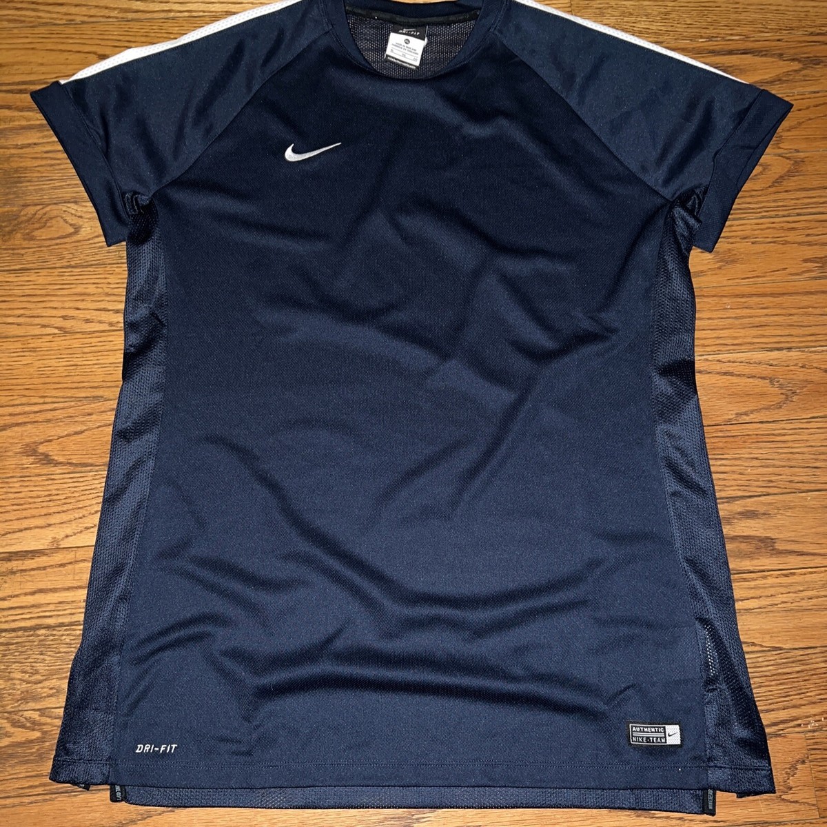 NIKE AUTHENTIC Shirt Athletic XL /TG/EG DRI -FIT Mesh Blue SWOOSH