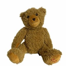 FAO Schwarz Soft Plush Teddy Bear 10 in Brown Seated Embroidered Foot Face