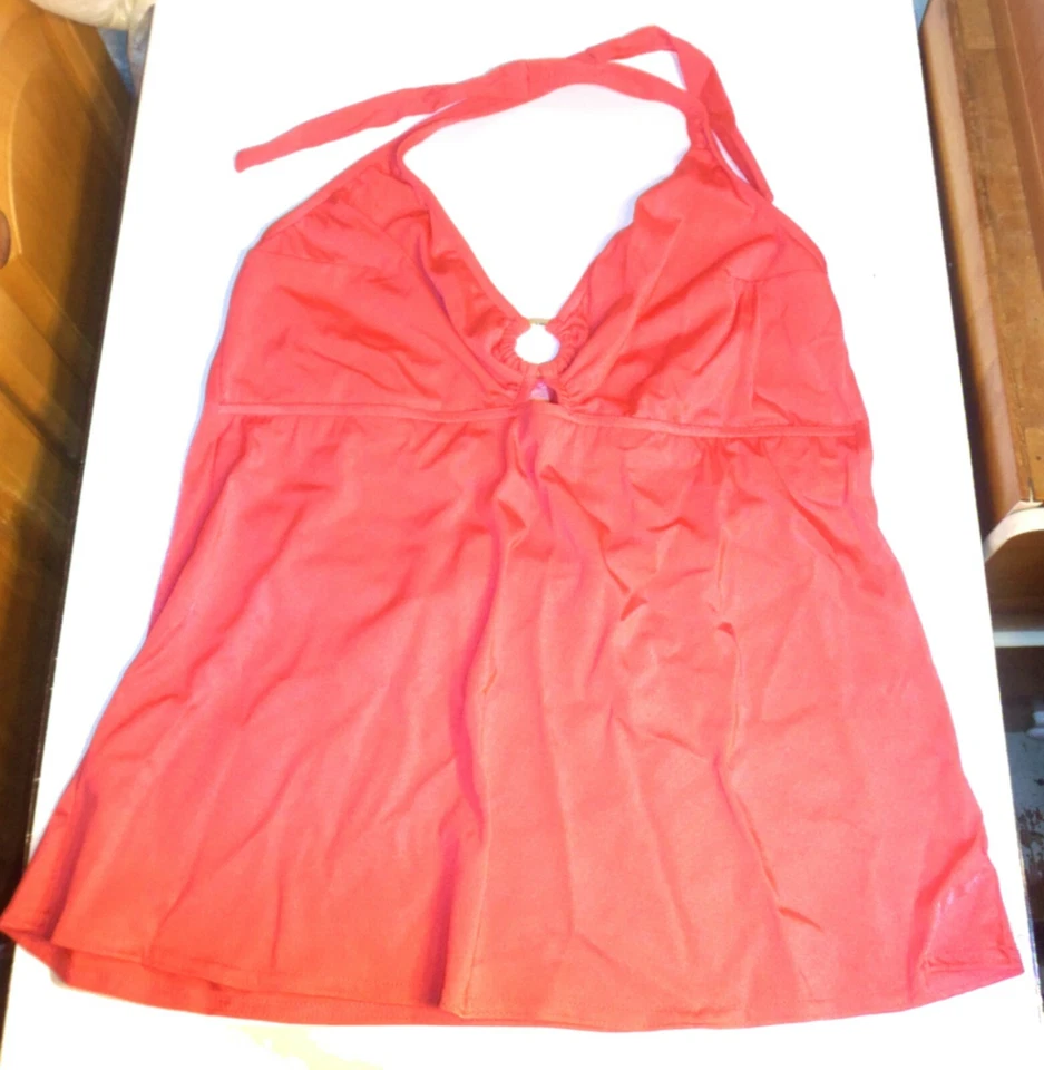 Traje de baño Tankini halter rosa coral metálico Venus con falda talla 16  Foto 2 de 4