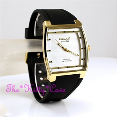 OMAX Classic Black & Gold Seiko Y121 Movt Sporty Unisex Watch 4 Yr