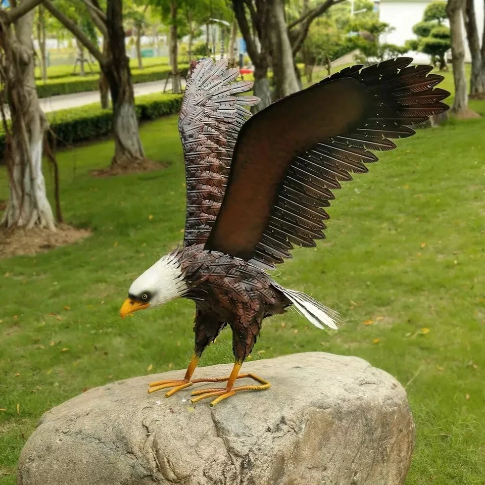 41英寸美国秃鹰大型户外金属雕像草坪雕塑花园庭院 — 第 4/4 张图片