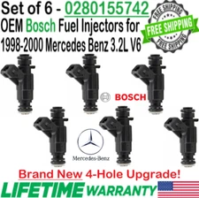 NEW x6 Bosch OEM 4-Hole Upgrade Fuel Injectors for 1998-2000 Mercedes Benz E320