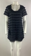 Show Me Your Mumu Sz XS Fringe Shift Pullover Dress Black Casual Cocktail CD