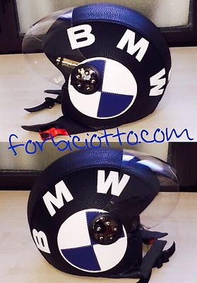 Casco in pelle NERA vintage Visiera Aviatore Bmw,Moto Guzzi,Vespa  Forbiciotto | eBay