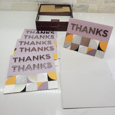 Papyrus Box of 7 Thank You Notes - 3 Dimensional with Golden Hummingbird Seals